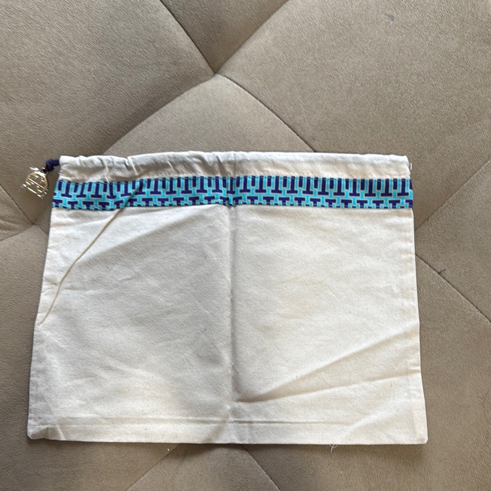 Canvas Pouch with Blue Pattern